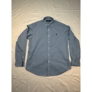 Men’s Ralph Lauren 100% Cotton Stretch Button Down Blue Plaid Large